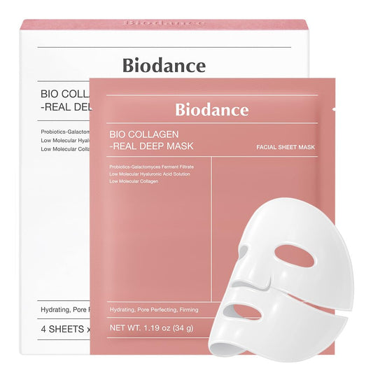 Bio-Collagen Real Deep Mask, Hydrating Overnight Hydrogel Mask, Pore Minimizing, Elasticity Improvement, 34G X4Ea